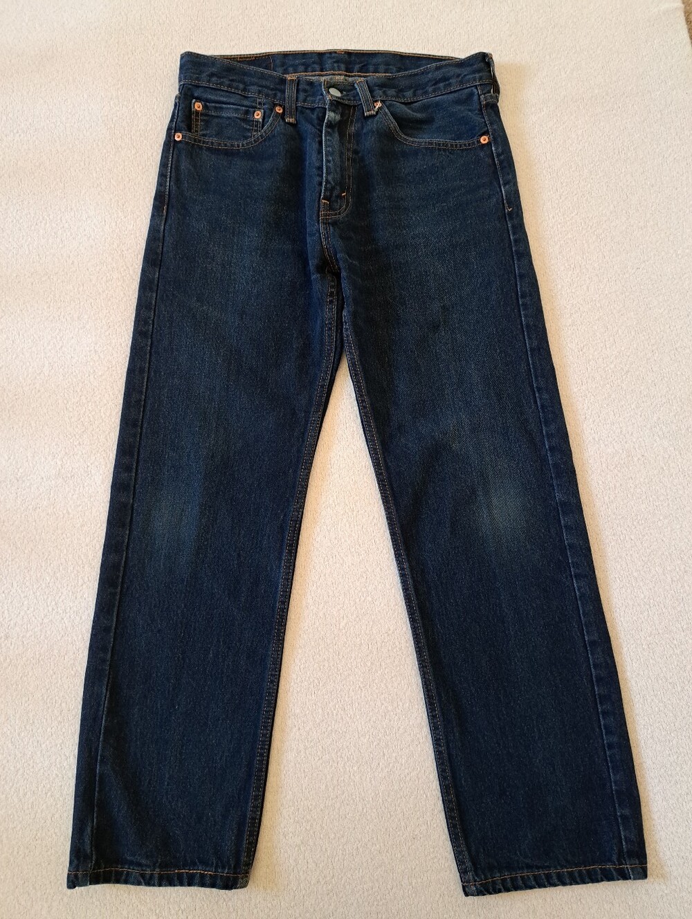 Levi's 505 Jeans Blue Classic Straight Leg Denim Cotton 32x30 Relaxed Casual